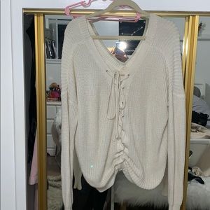 Comfy Lace up Sweater
